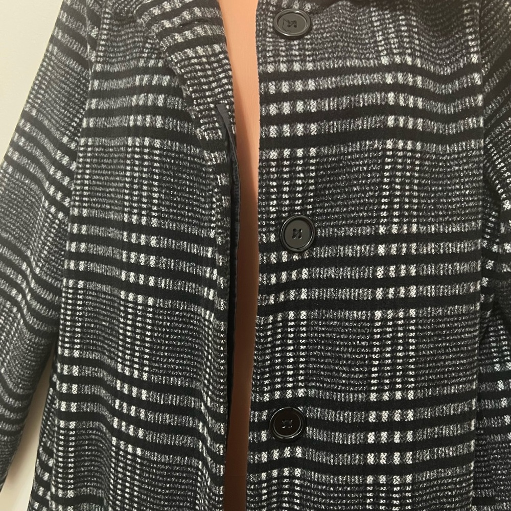 Hazel Anthropologie Black Plaid Coat - Picture 3 of 10